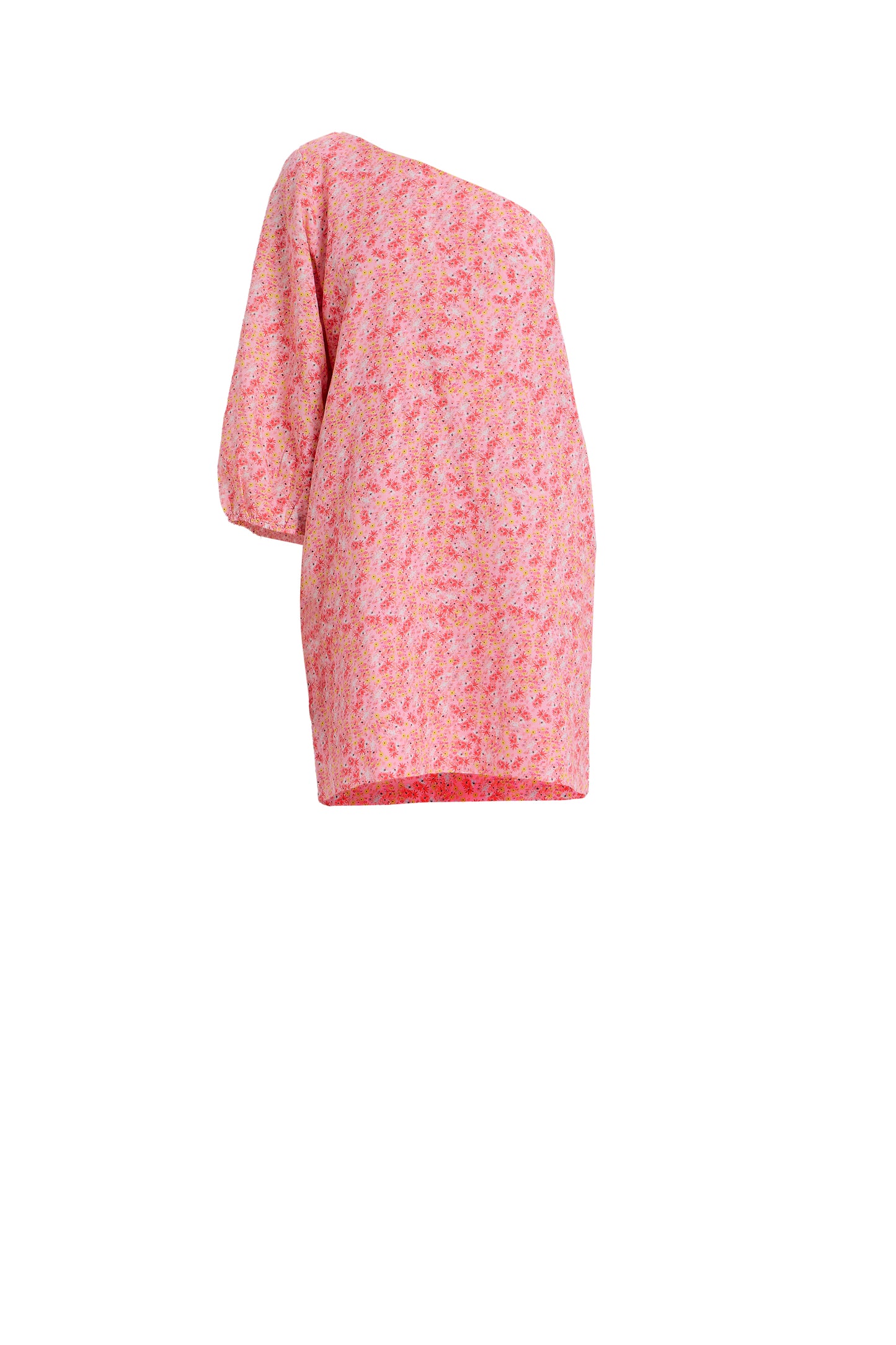 Mini Floral One Shoulder Dress in Pink/Floral from The Loom House.
