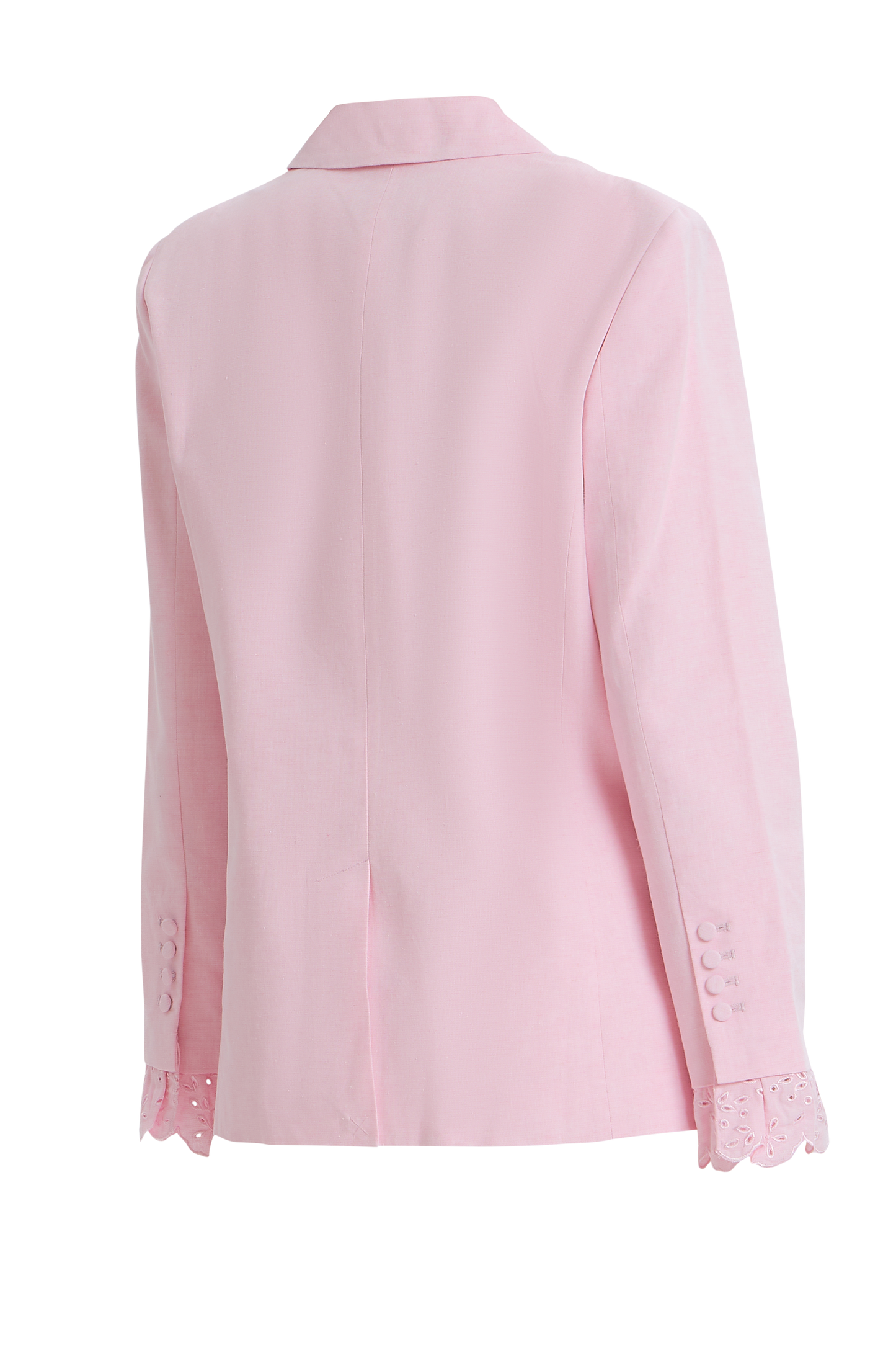 Blazer with Eyelet Cuffs in Pink from The Loom House.