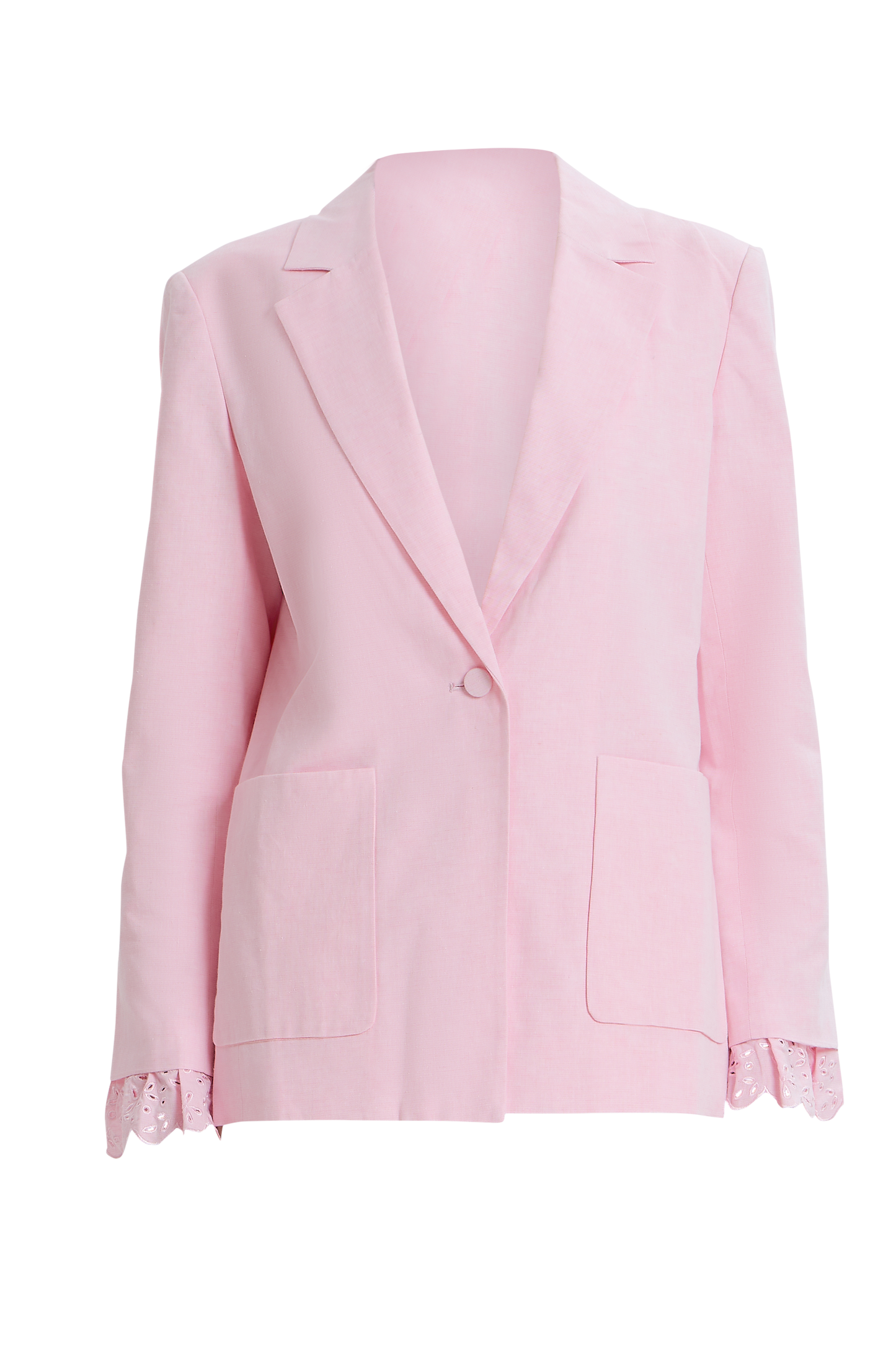 Blazer with Eyelet Cuffs in Pink from The Loom House.