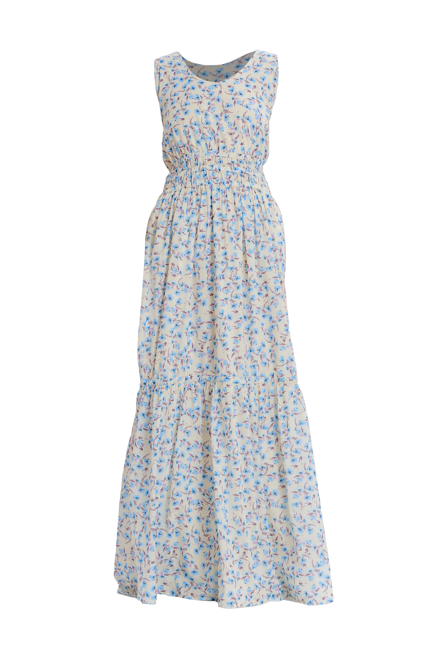 Floral Tiered Maxi Dress in Cream Multi from The Loom House.