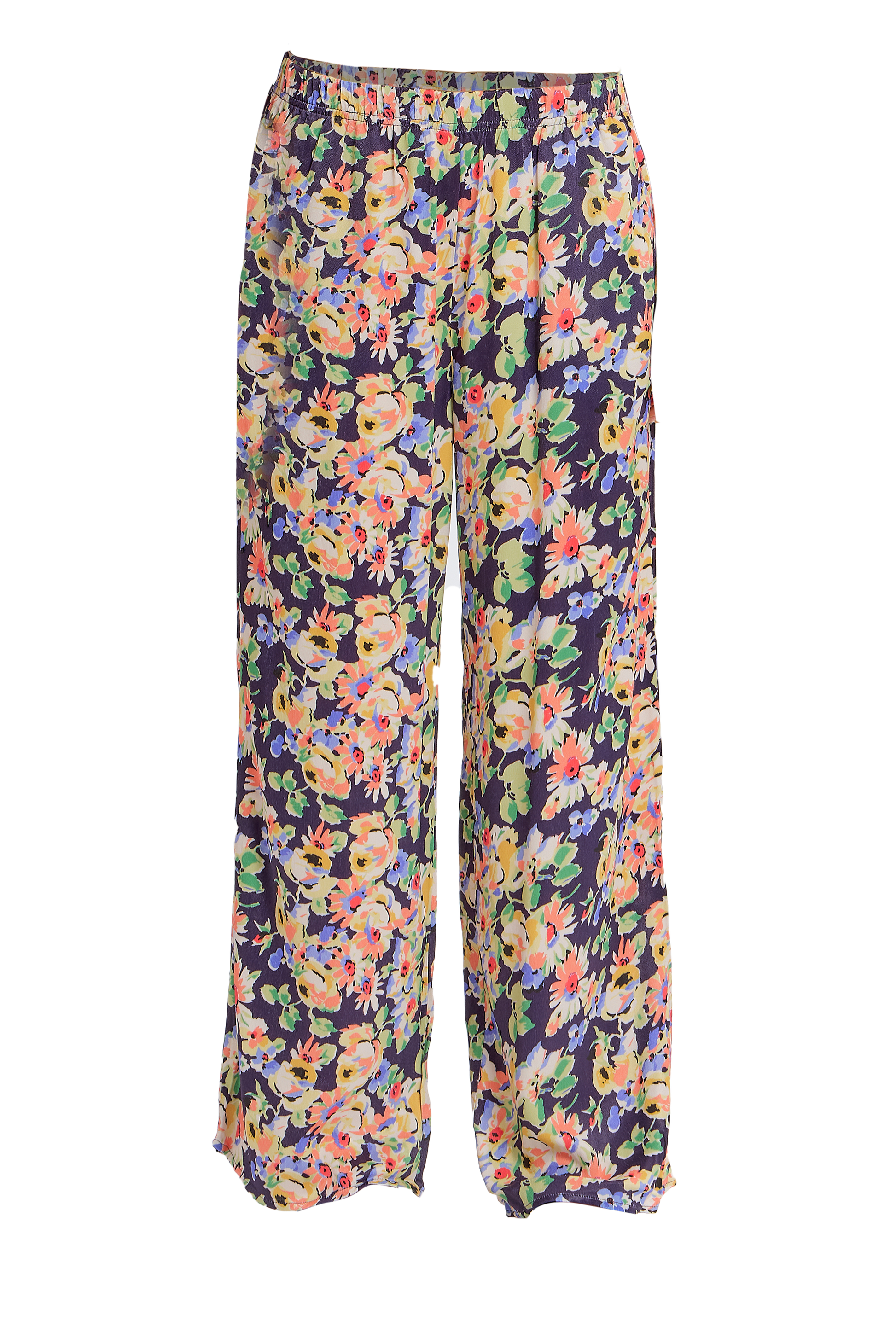 Silky Floral Wide Leg Pants in Navy Combo from The Loom House.