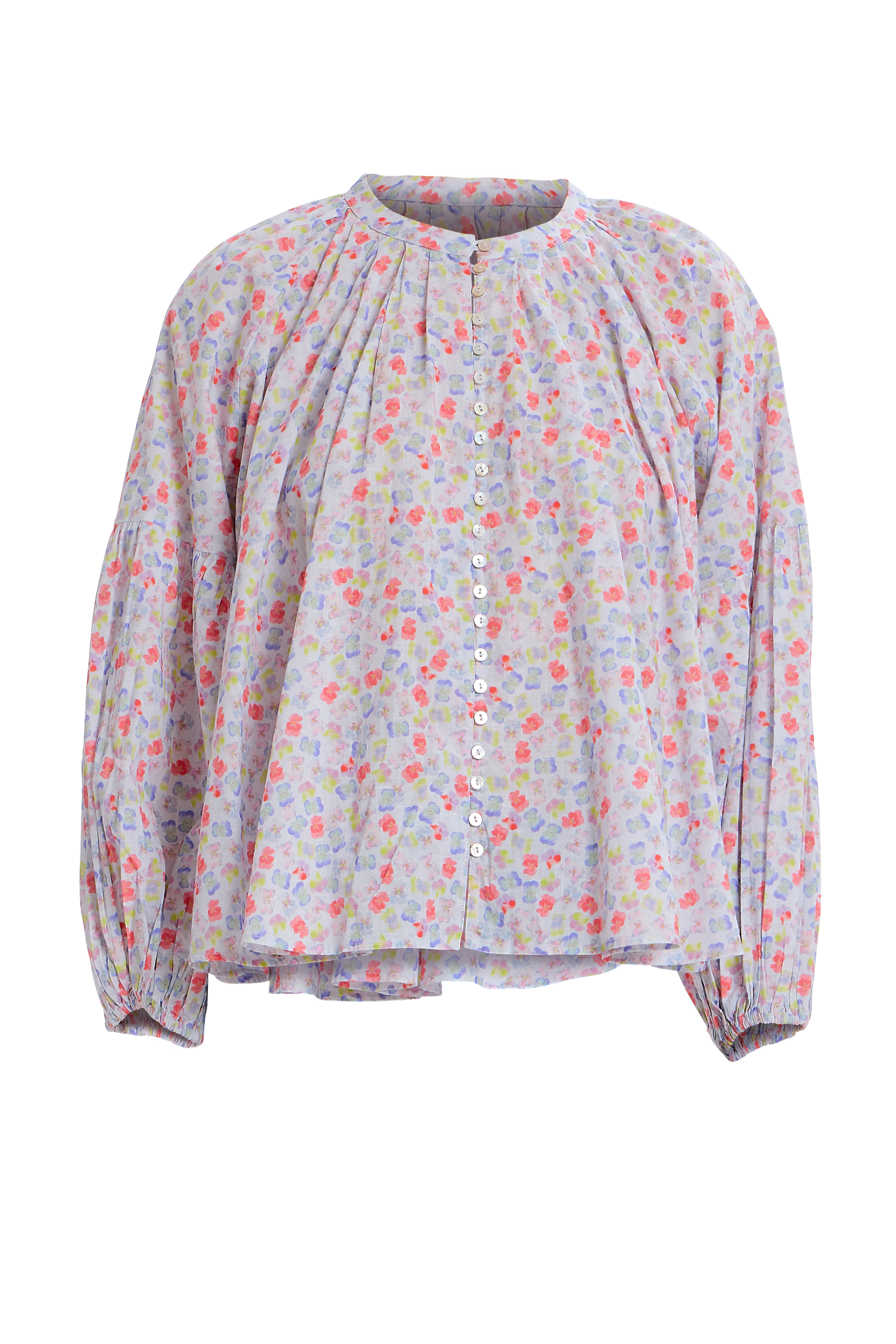 Long Sleeve Flowy Button Up in White Combo from The Loom House
