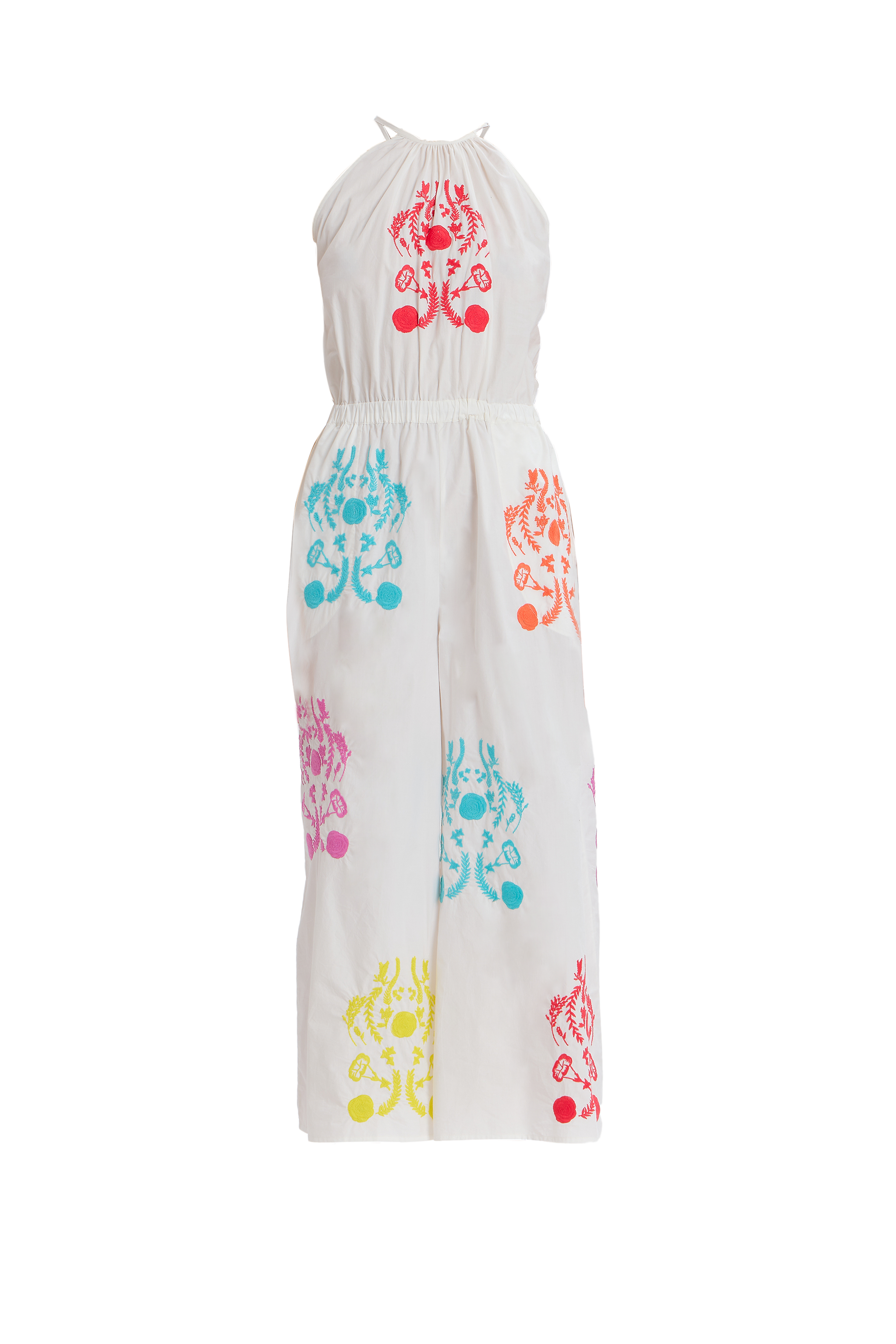 Rainbow Embroidered High Neck Jumpsuit in Rainbow/Multi from The Loom House.
