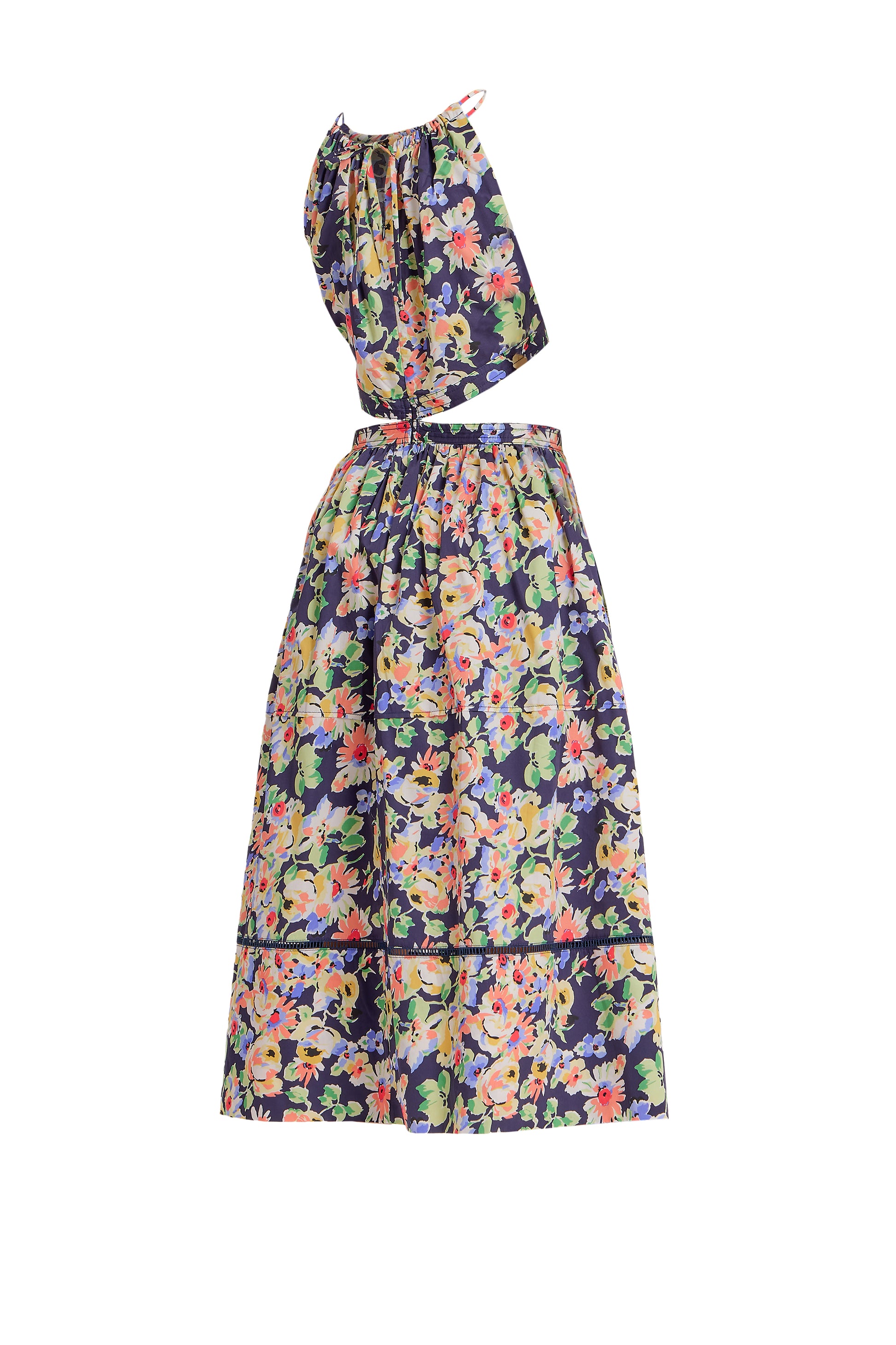 Floral Cut Out Midi Dress in Navy Combo from The Loom House. 