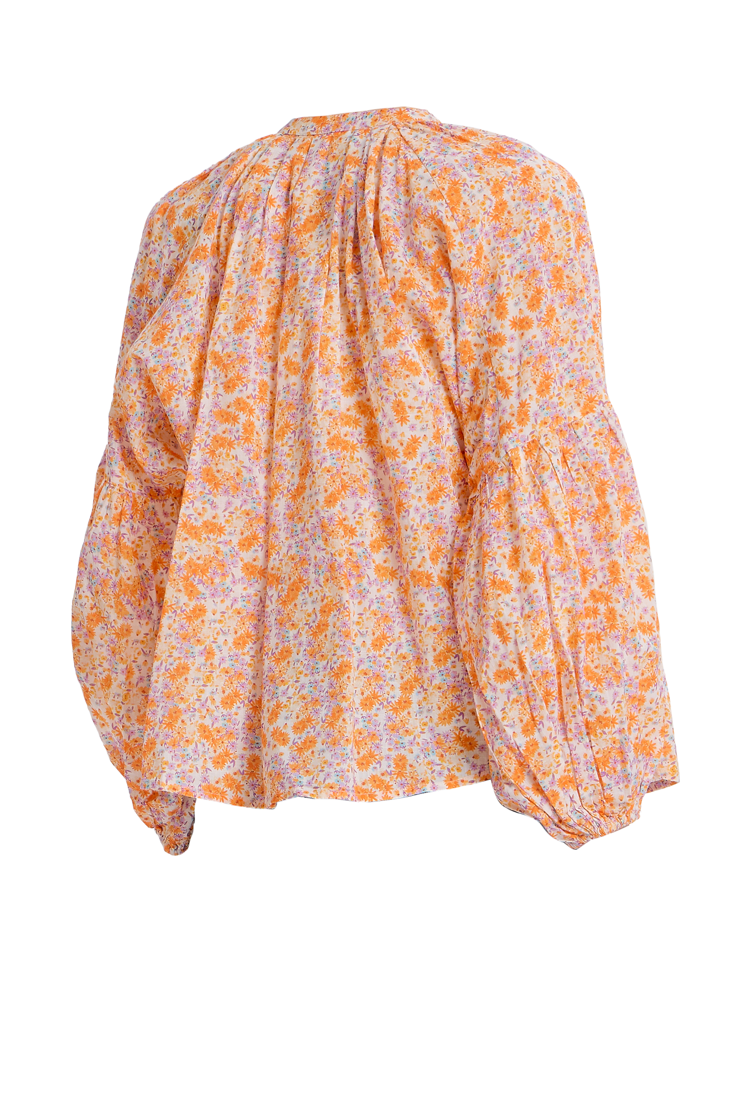 Long Sleeve Flowy Button Up in Orange Combo from The Loom House.