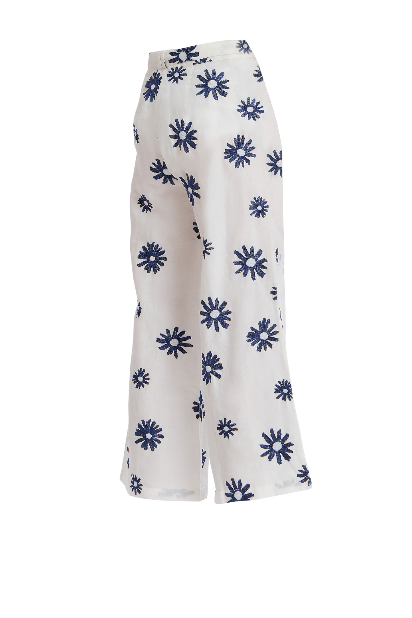 Embroidered Wide Leg Pants with Belt in White Combo from The Loom House.
